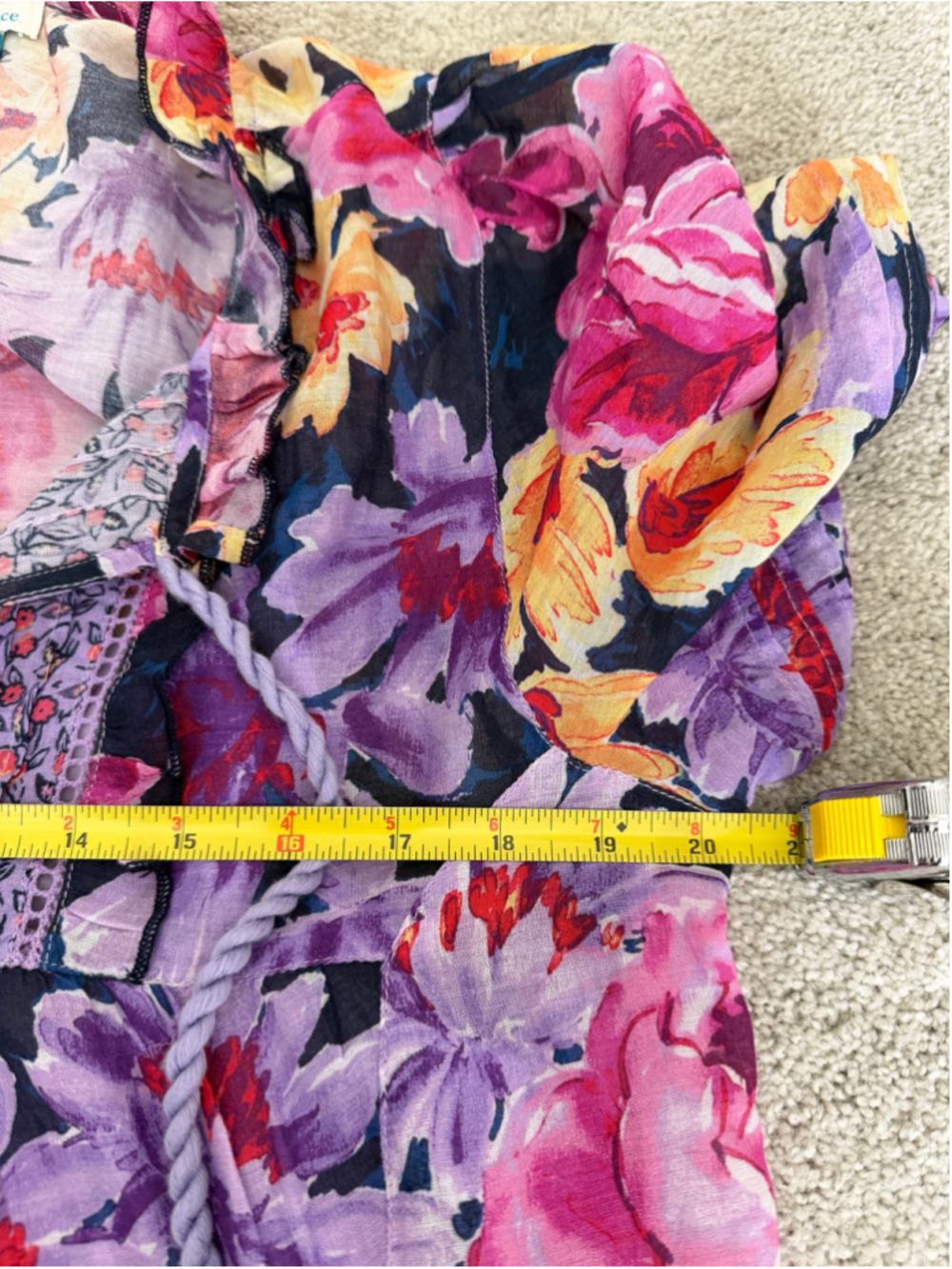 Sundance Fields of Beauty Floral Tiered Mini Dress Purple Boho Medium - Picture 11 of 11
